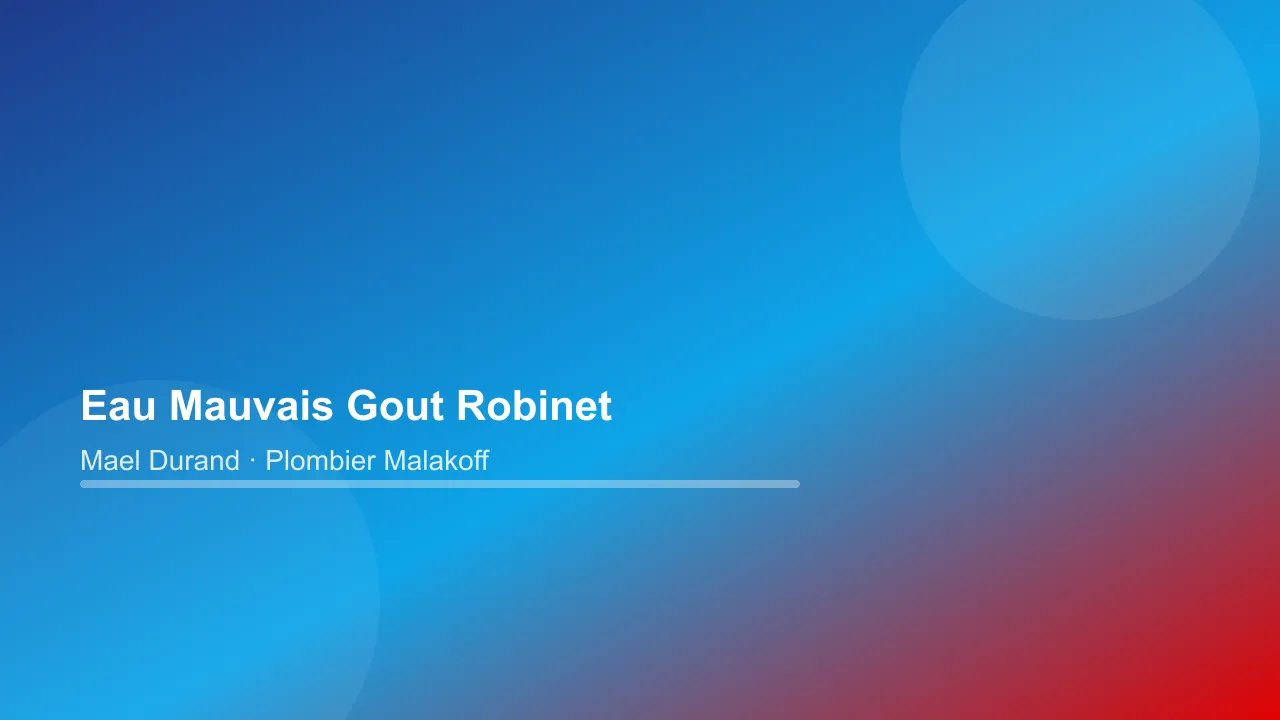 5 causes d'une eau qui a mauvais goût au robinet — illustration pour habitants de Malakoff